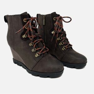 Sorel Women's Joan Uptown Lace Bootie — Waterproof Leather Wedge Boots